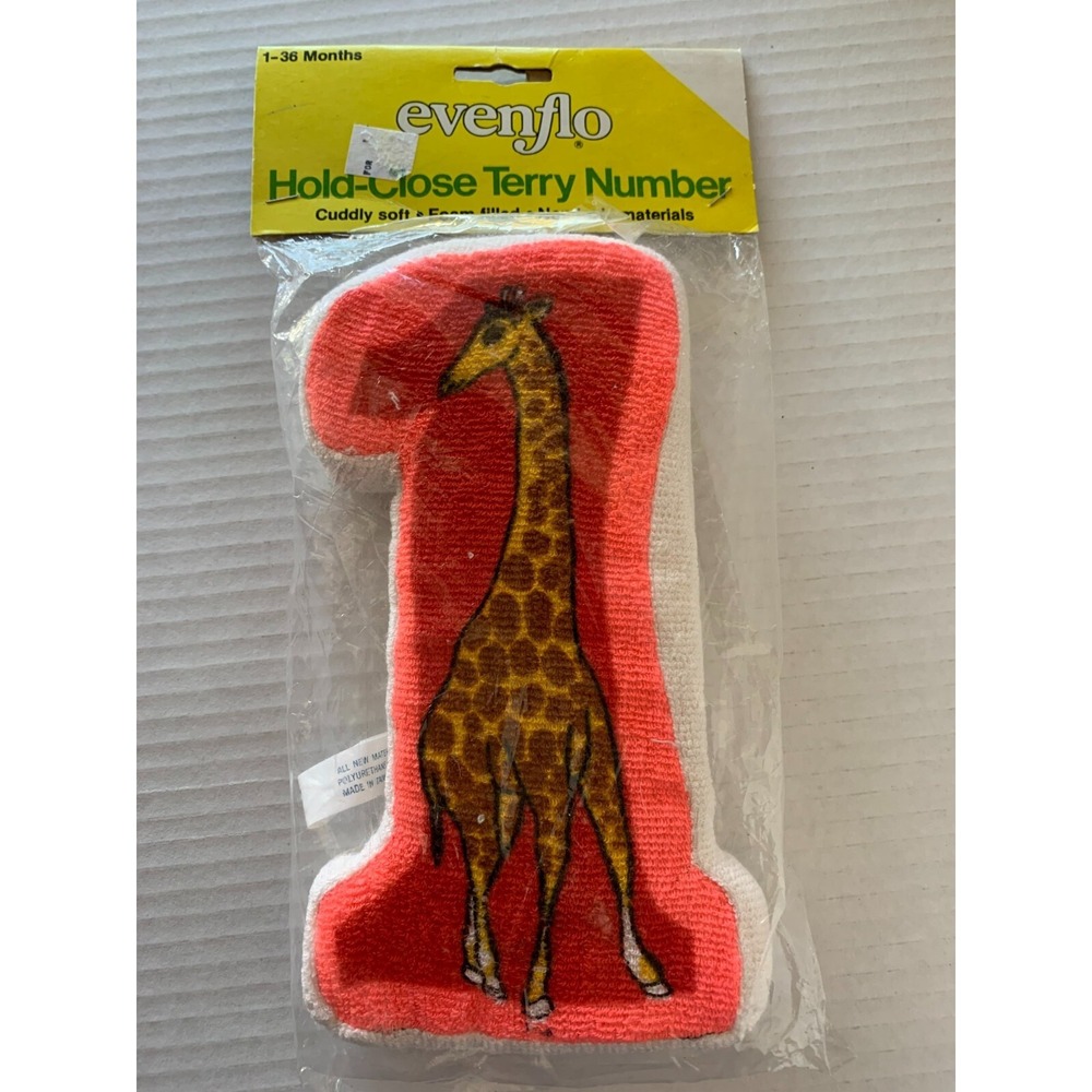 Rare Vintage Evenflo Hold-Close Terry Toy #1 Giraffe NIP 8" Taiwan 1982